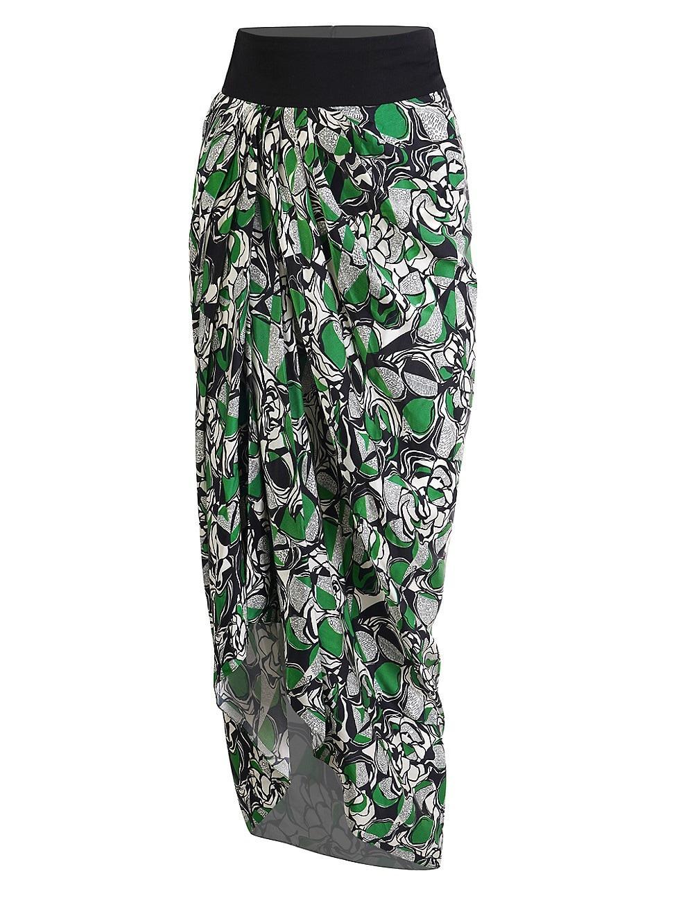 Womens Graphic Floral Silk Skirt Product Image