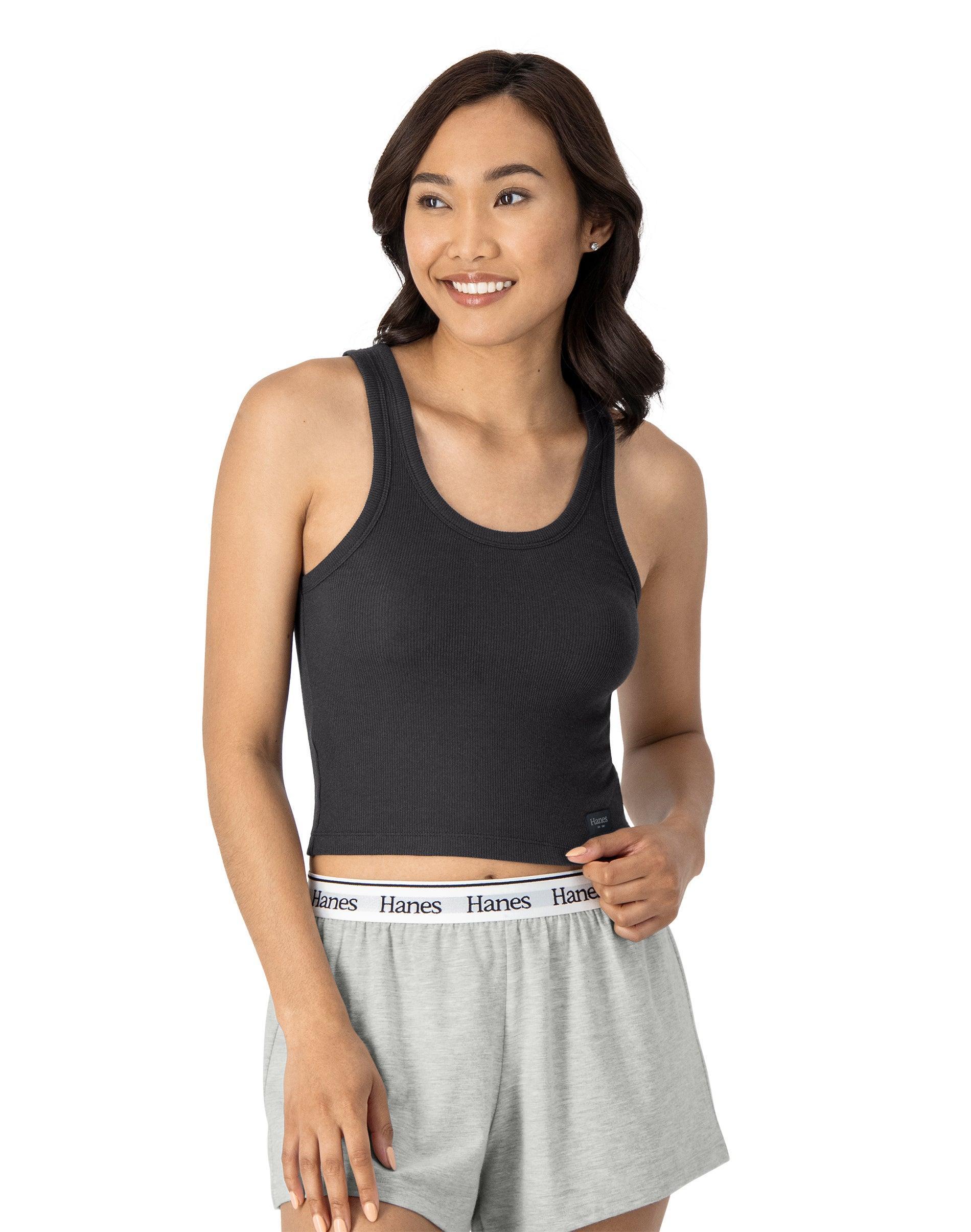 Hanes Originals Comfywear Womens Rib Crop Tank White L product image