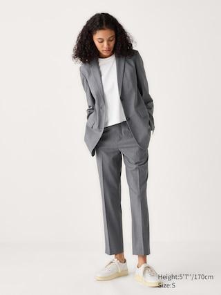 Womens Smart Ankle Pants 2-Way Stretch Gray Small UNIQLO US Product Image