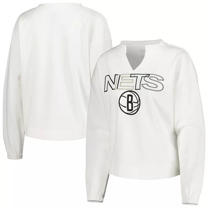 Womens Concepts Sport Brooklyn Nets Sunray Notch Neck Long Sleeve T-Shirt Product Image