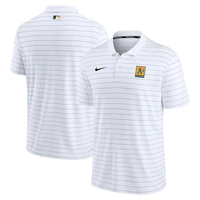 Mens Nike Oakland Athletics Authentic Collection Striped Performance Pique Polo Product Image