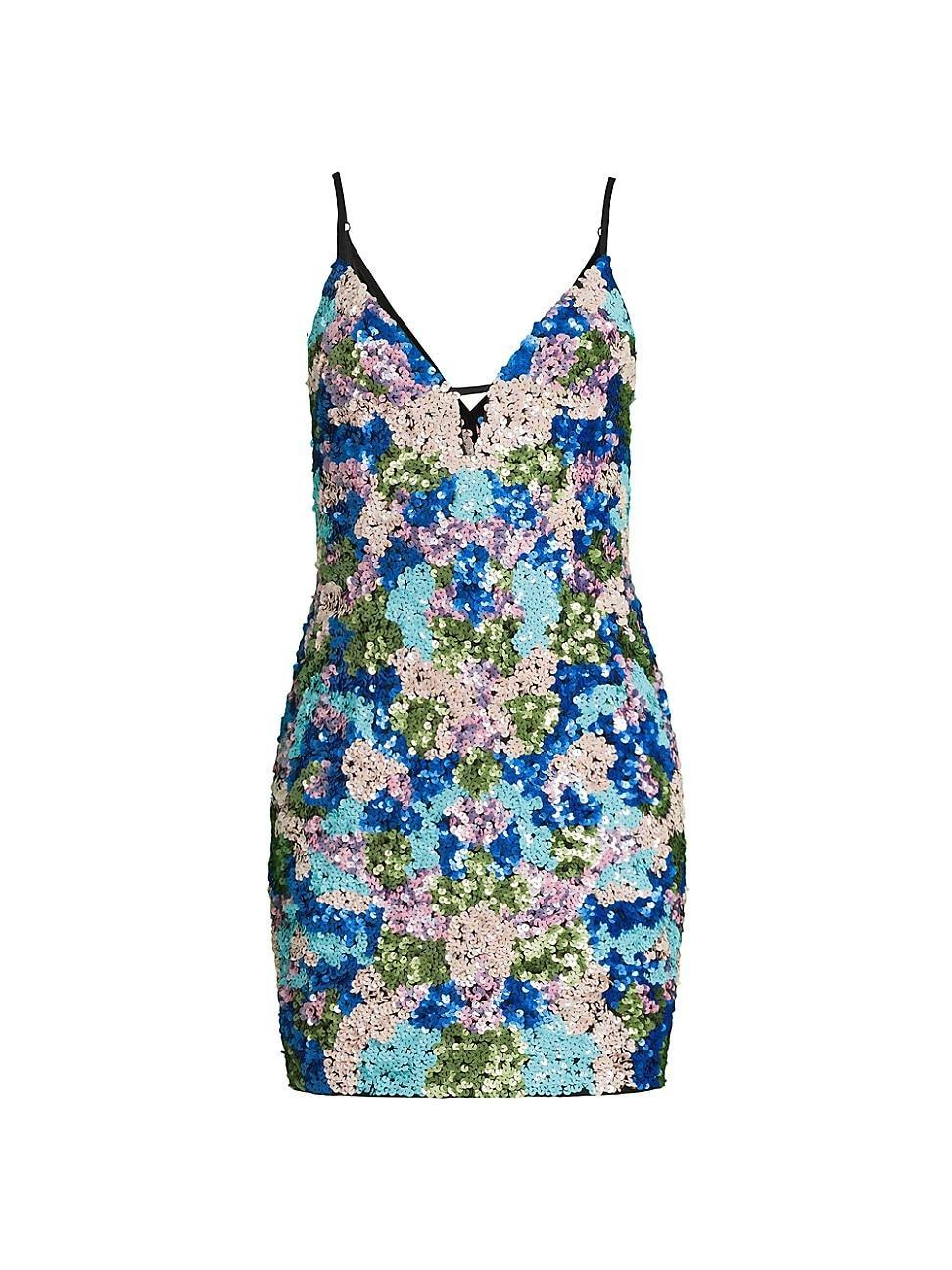 Womens Floral Sequin Minidress Product Image