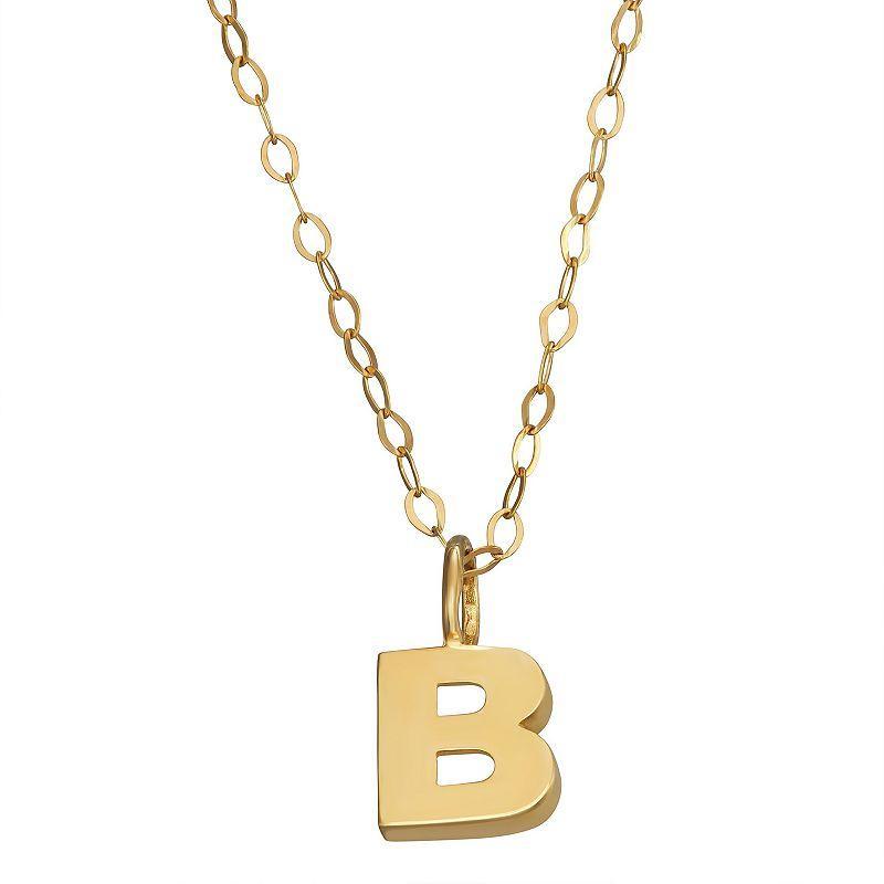 10K Gold Initial Pendant on 14K Gold Filled Chain, Womens B Product Image