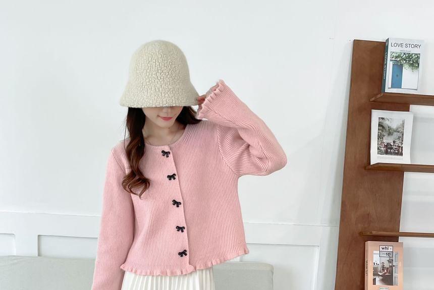 Frill Trim Plain Crop Cardigan Product Image