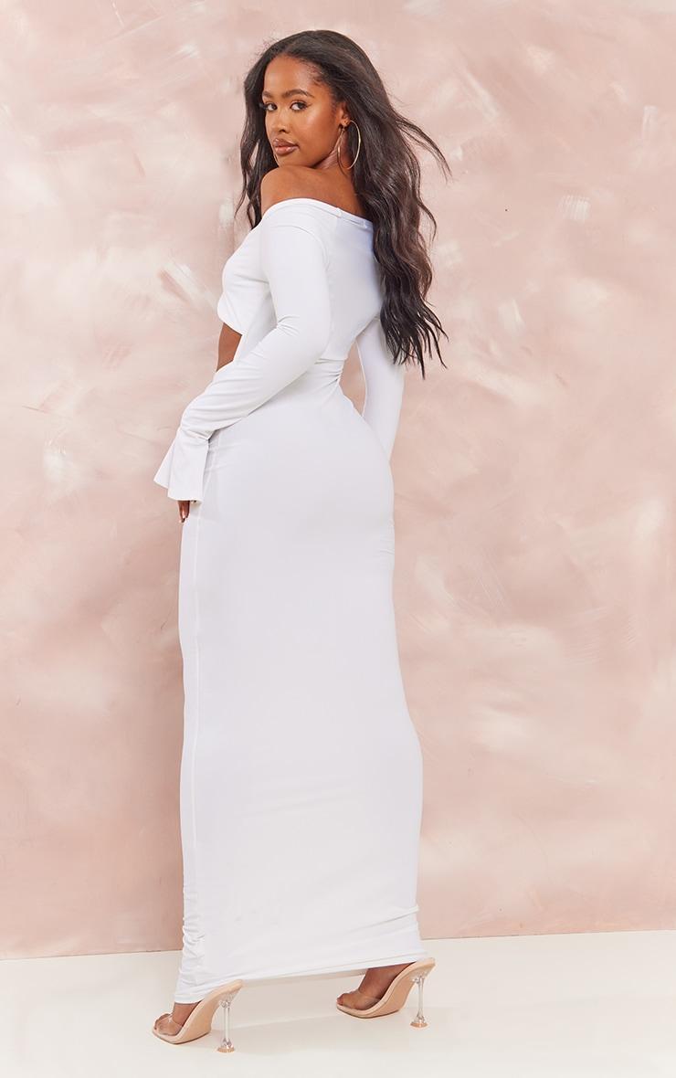 Shape White Slinky Cut Out Detail Long Sleeve Maxi Dress Product Image