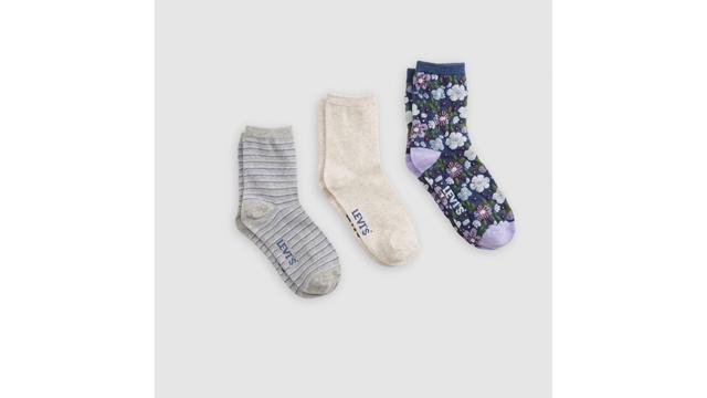 Textured Floral Crew Cut Socks Product Image