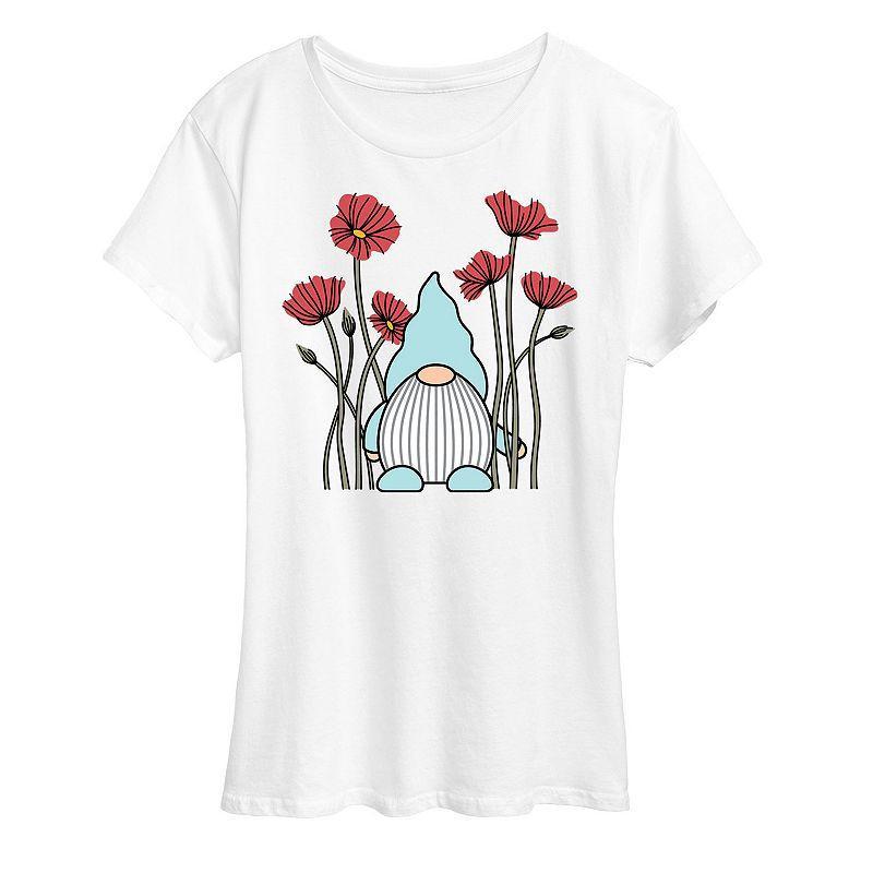 Womens Gnome In Poppies Graphic Tee White Product Image