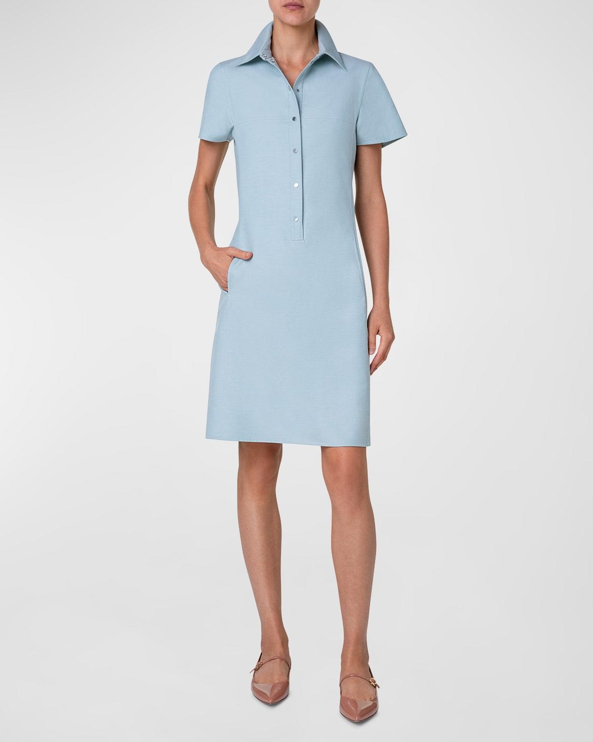 Snap-Front Short-Sleeve Shirtdress Product Image