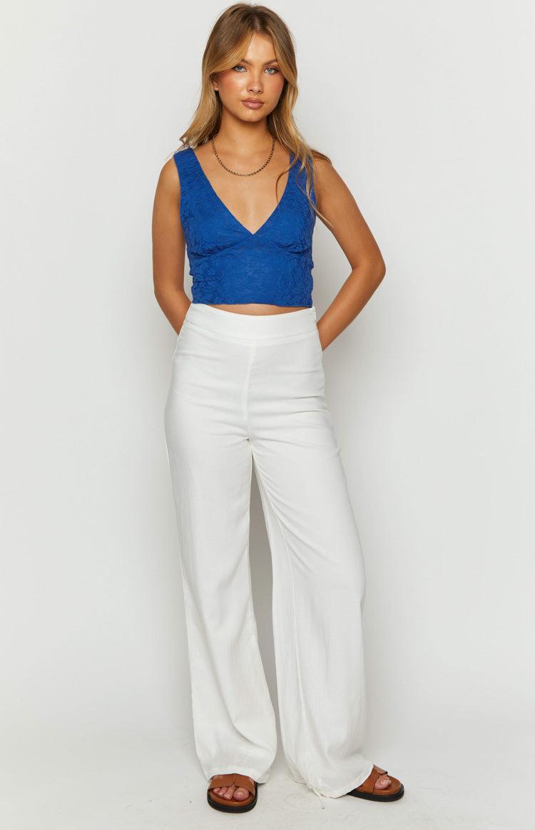 Mimosa Blue Lace Crop Top Product Image