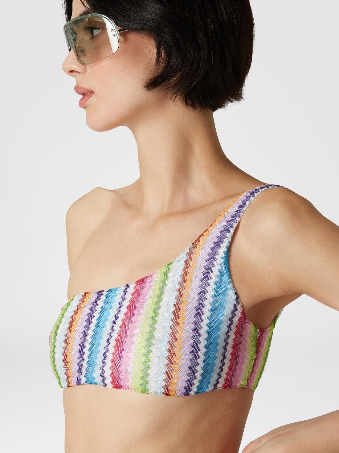 One-shoulder bikini with zig zag print Multicoloured | Missoni Product Image