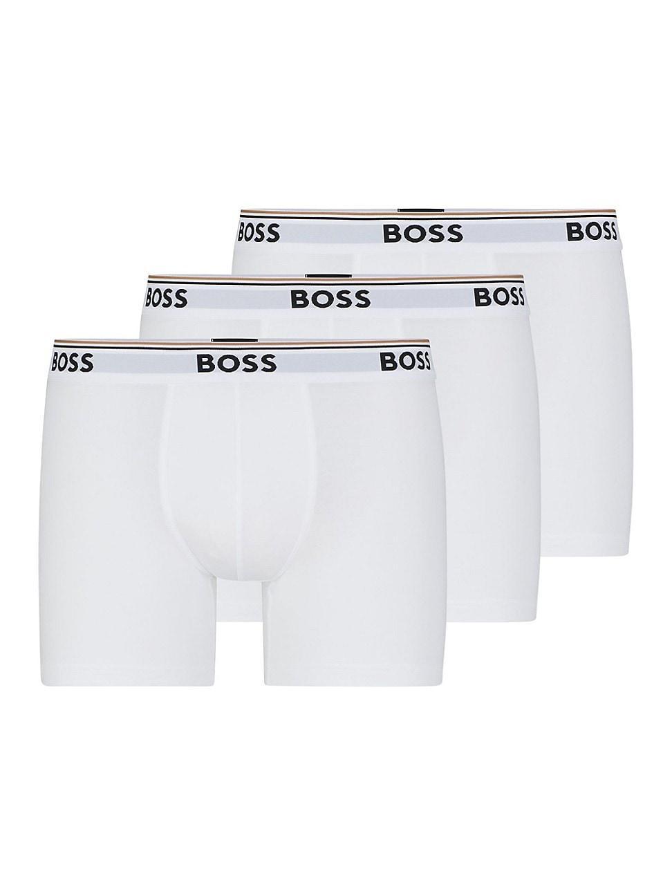 Mens Three-Pack Of Stretch-Cotton Boxer Briefs With Logos Product Image