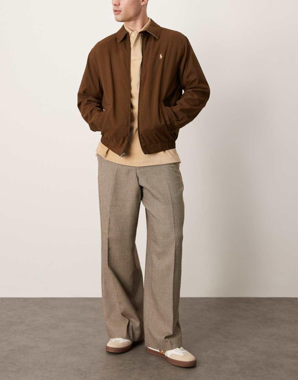 ASOS DESIGN smart loose leg pants in brown microtexture Product Image