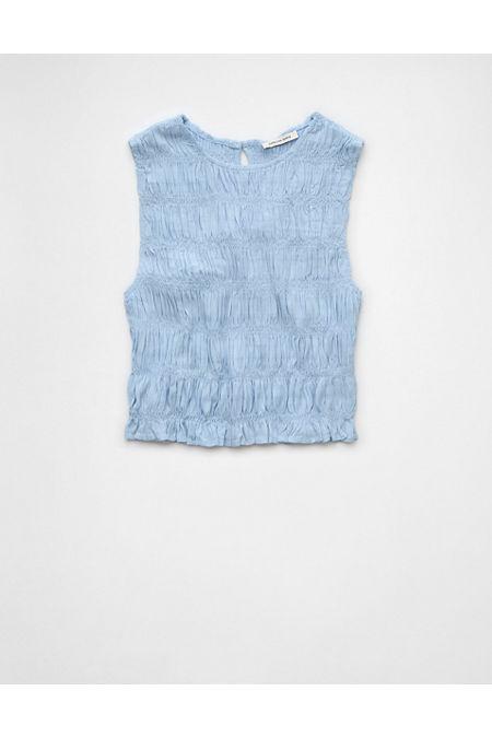 AE Cropped Smocked High-Neck Tank Top Womens product image