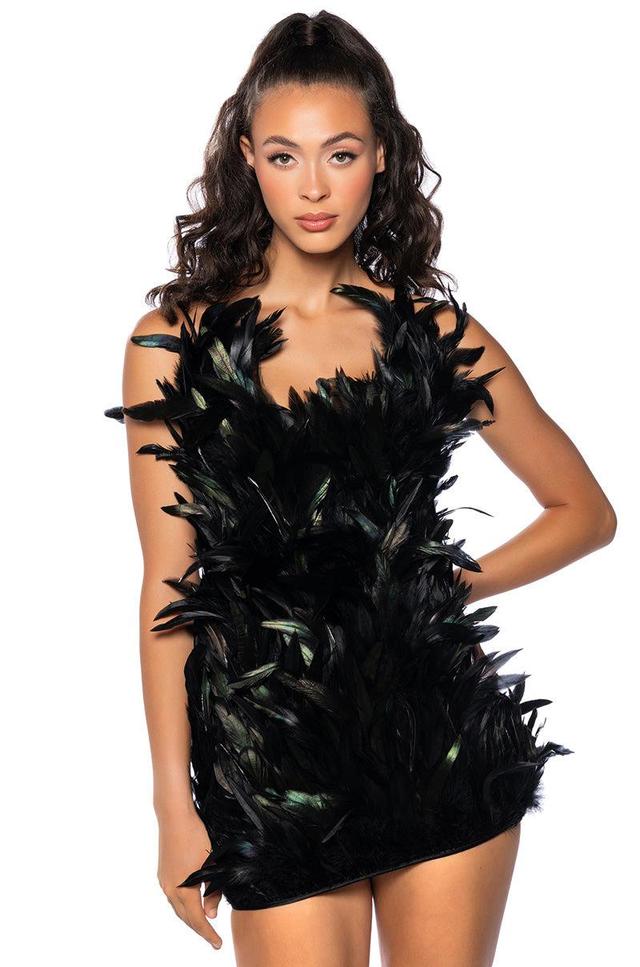 RAVEN FEATHER MINI DRESS Product Image