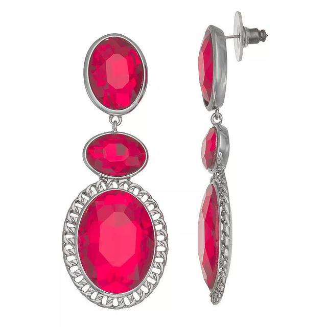 Simply Vera Vera Wang Silver Tone Red Stone Large Drop Post Earrings, Womens Product Image