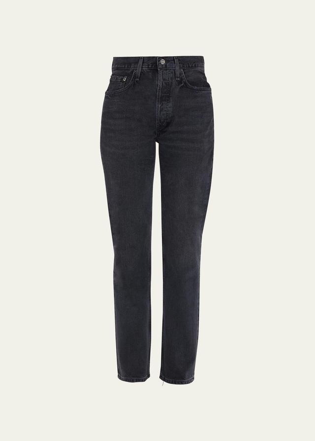 AGOLDE Lana Mid Rise Straight in Black. - size 23 (also in 24, 25, 26, 27, 28, 29, 30, 31, 32, 33, 34) Product Image