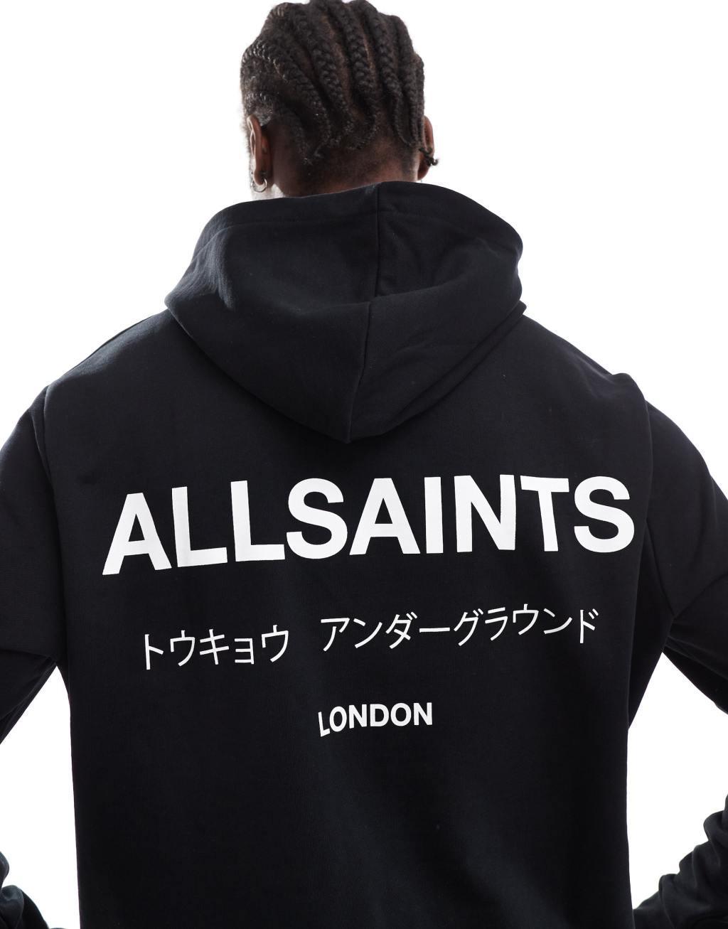 AllSaints Underground Oth hoodie in black Product Image