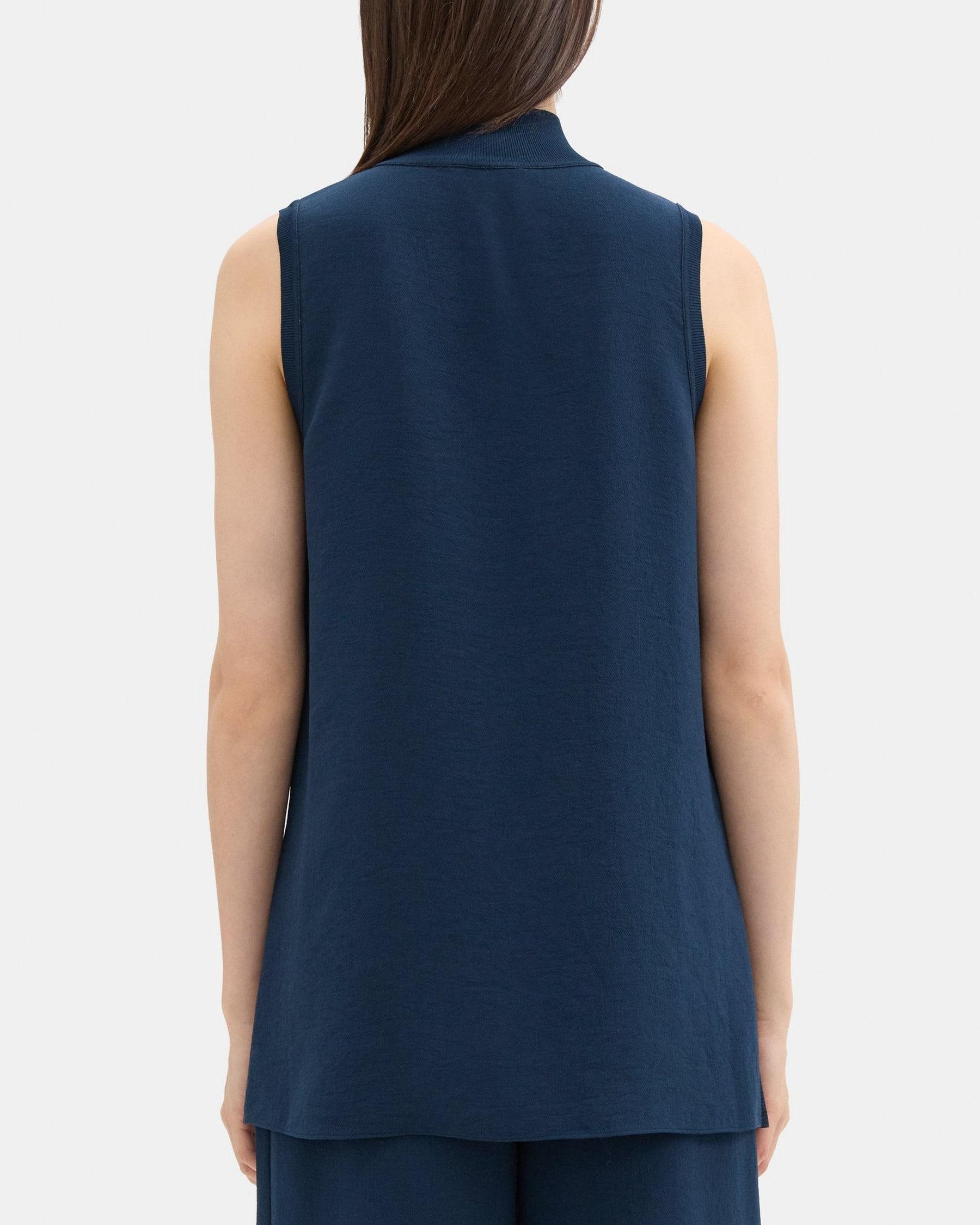 Sleeveless Mock Neck Tunic in Crinkle Crepe Product Image