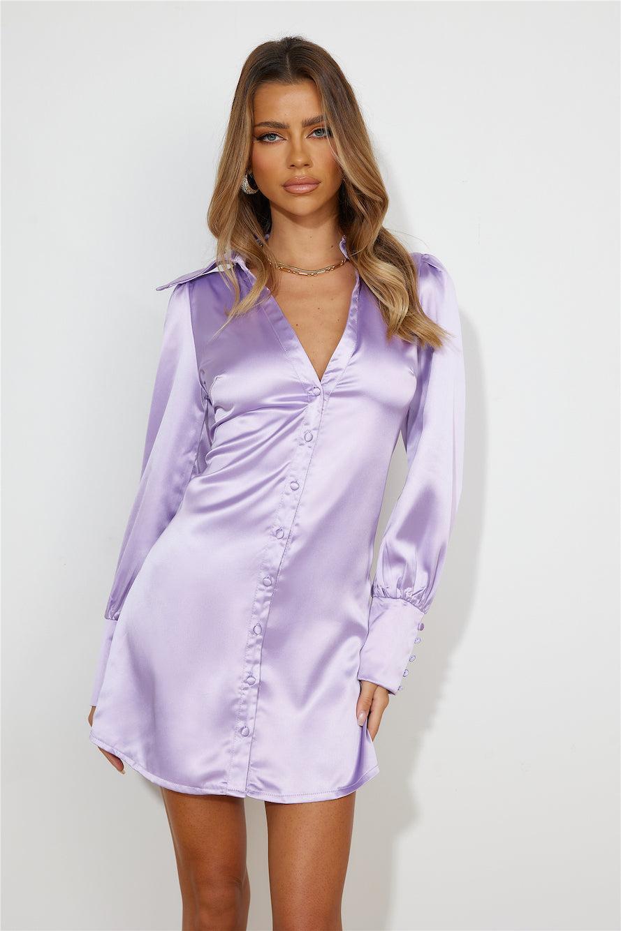 Elle Satin Dress Lilac Product Image