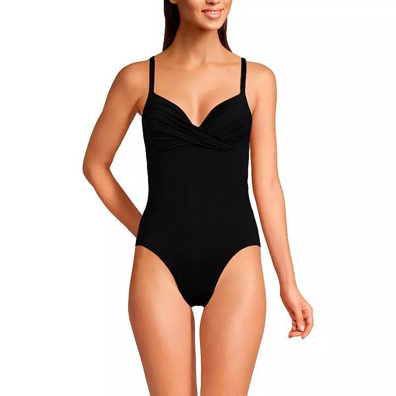 Lands End Womens Sculpting Suit Targeted Control Draped One Piece Swimsuit Product Image