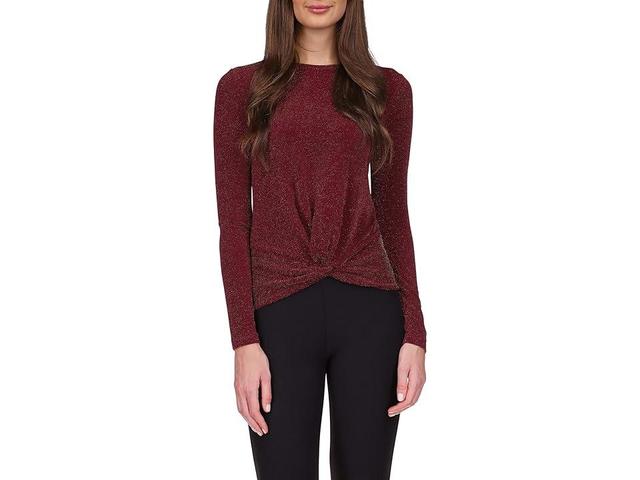 MICHAEL Michael Kors Twist Hem Long Sleeve Top (Dark Ruby) Women's Clothing Product Image