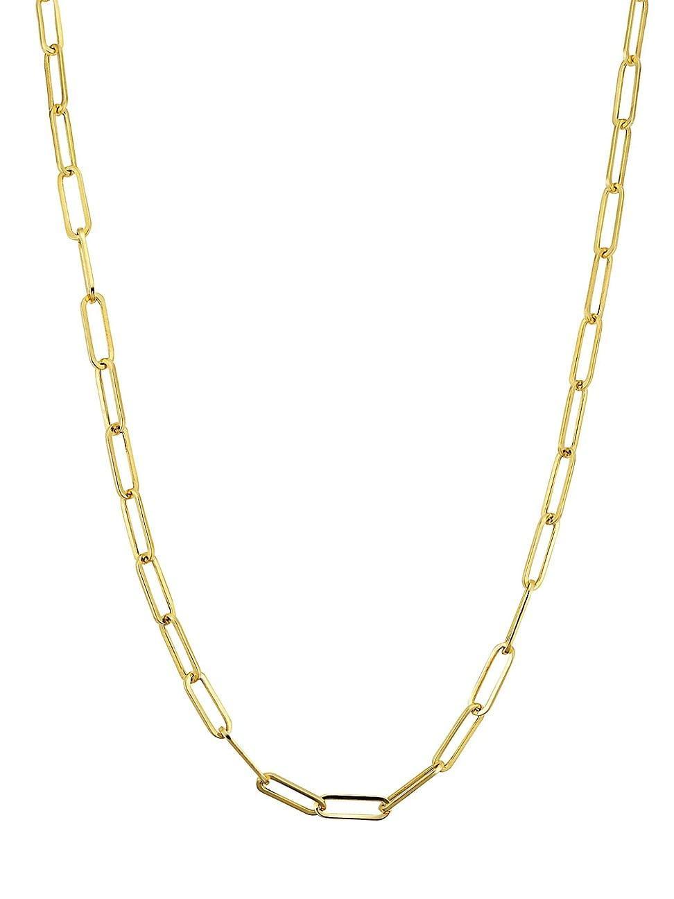 Womens 18K Yellow Solid Gold Venice Link Necklace Product Image