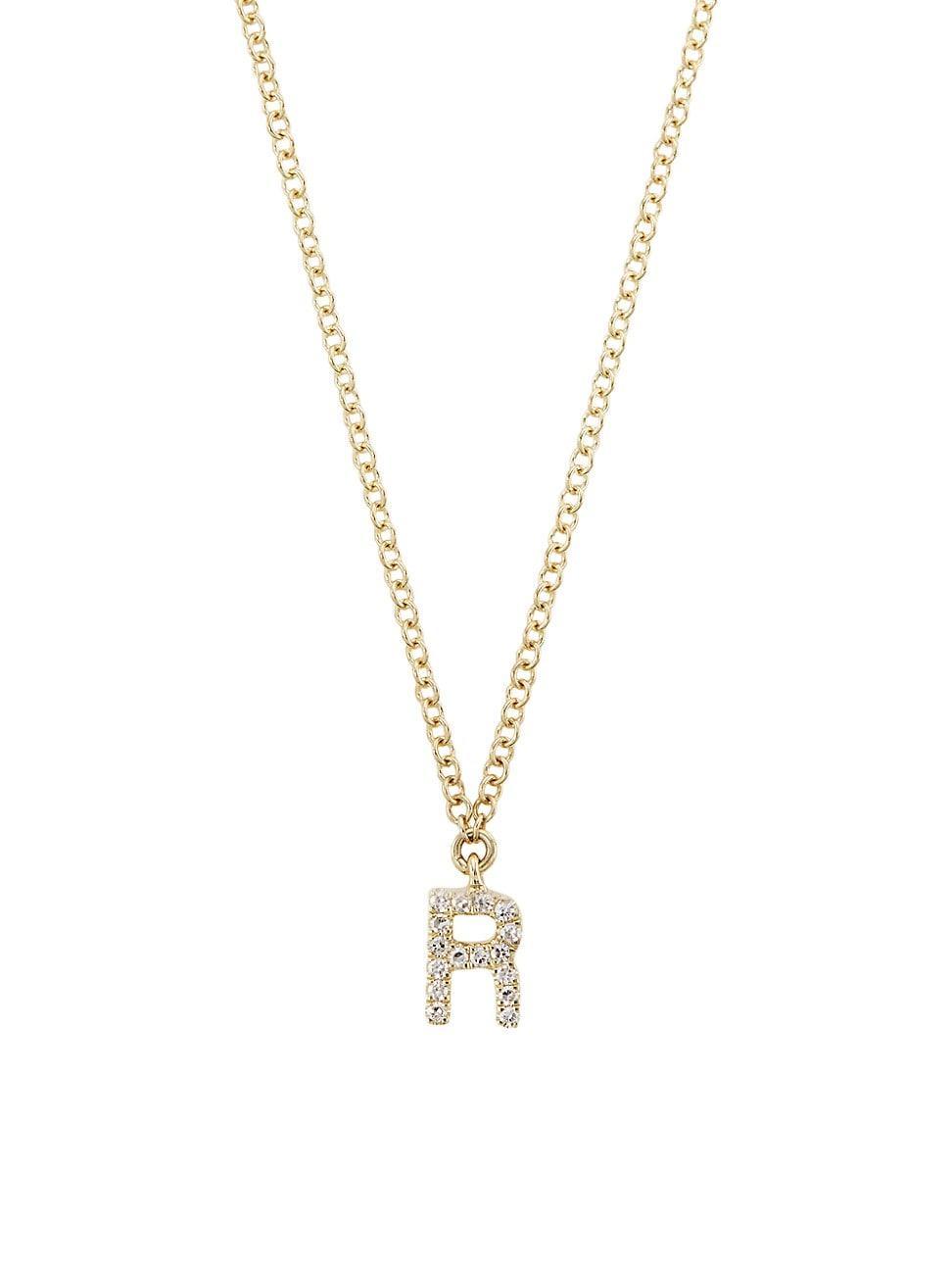 Womens 14K Yellow Gold & 0.03 TCW Diamond Initial Pendant Necklace Product Image