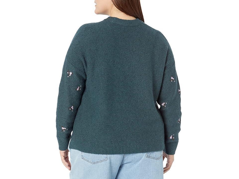 Madewell Plus Embroidered Floral Pullover (Heather Spruce) Women's Sweatshirt Product Image