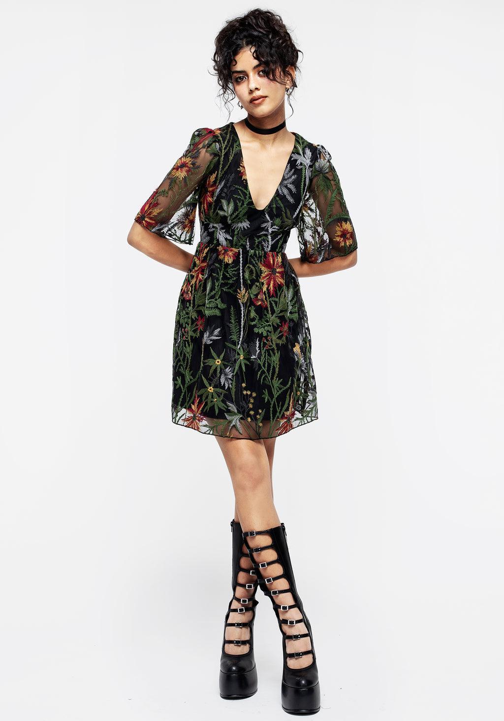 Wildflower Embroidered Mesh Mini Dress Product Image