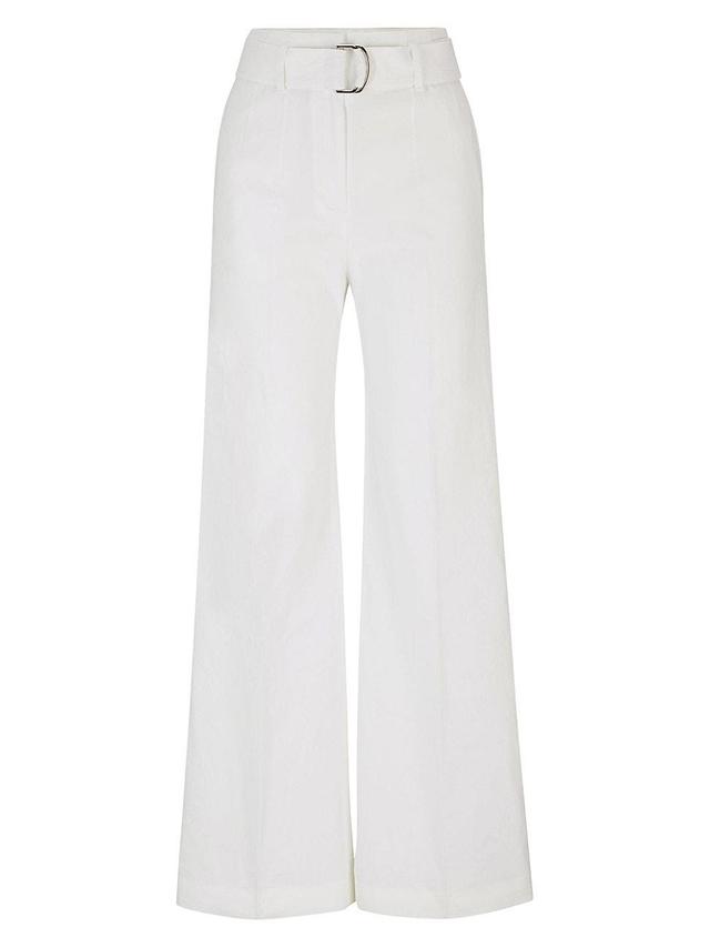 Womens Relaxed-Fit Trousers in a Linen Blend Product Image