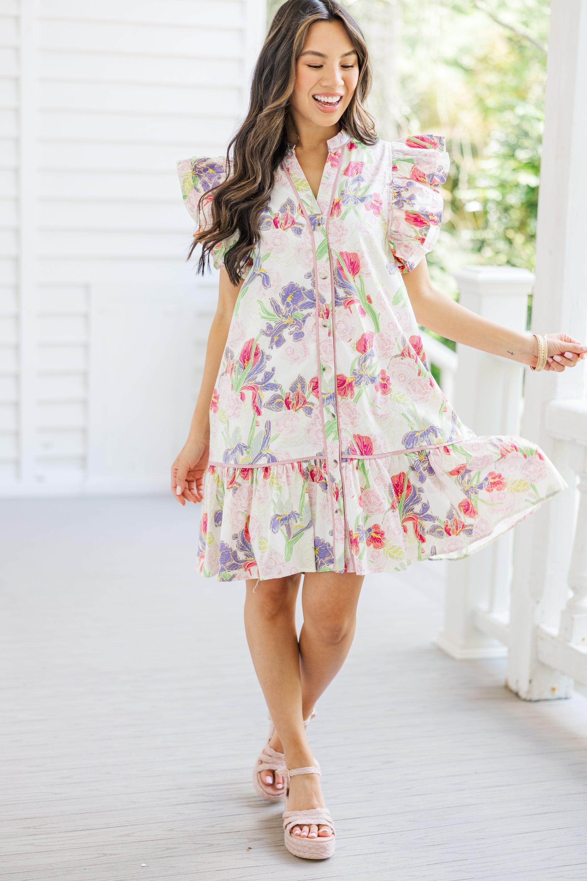 Looking For Joy Pink Floral Dress Female Product Image