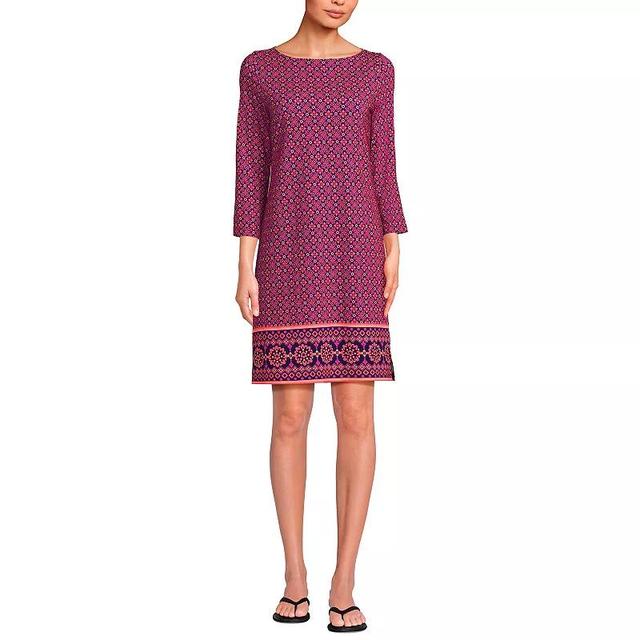 Womens Lands End 3/4 Sleeve Boatneck Swim Cover-Up Dress Product Image