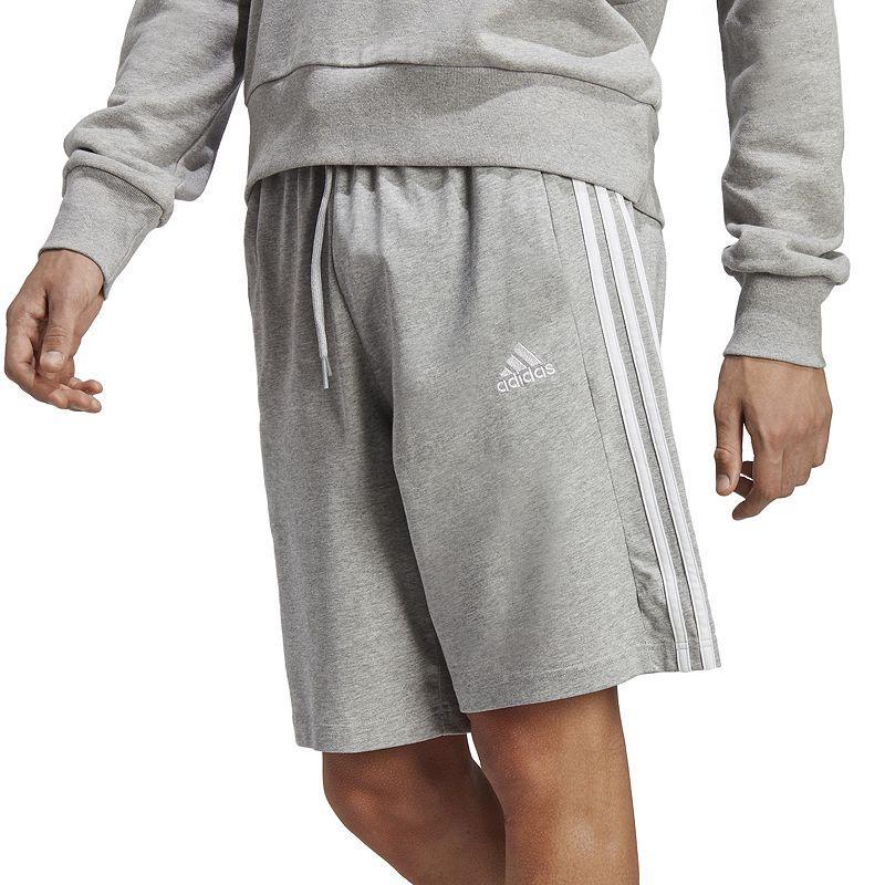 adidas Essentials 3-Stripes Single Jersey Shorts (Medium Grey Heather/White) Men's Shorts Product Image