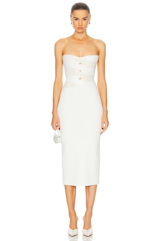 Dion Lee Interlocking Weave Midi Dress in Ivory & Ecru - Ivory. Size L (also in ). Product Image