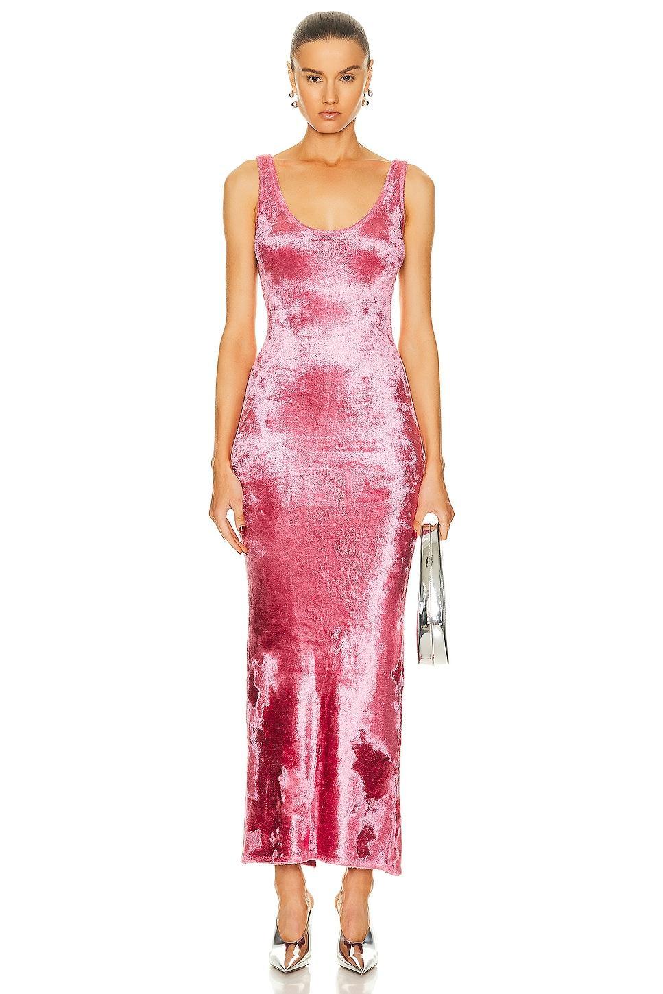 Lapointe High Shine Velvet Scoop Neck Tank Maxi Dress Pink. (also in L). Product Image