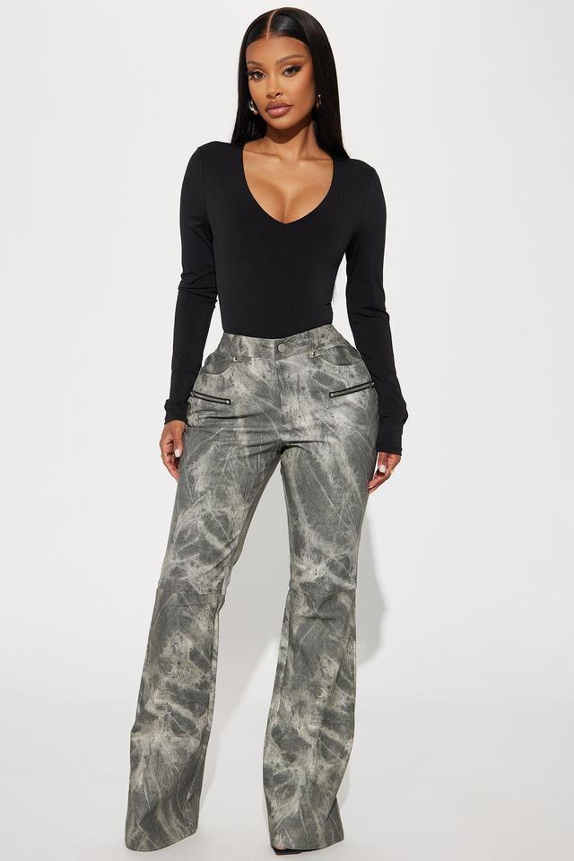 Mind Games Washed Faux Leather Pant - Charcoal Product Image