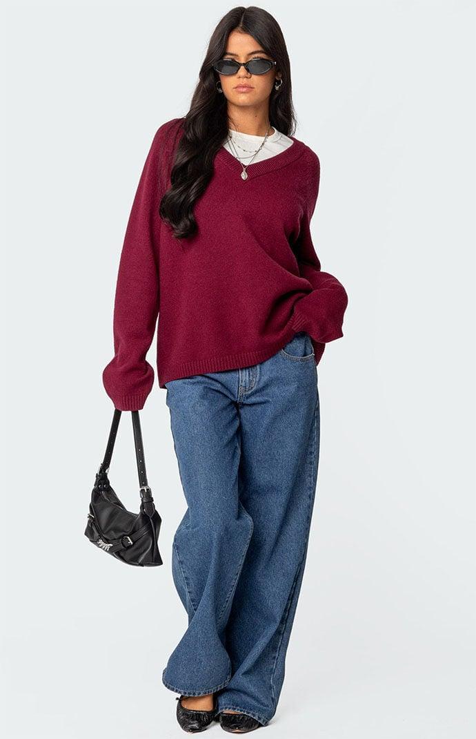 Edikted Womens Martha Oversized V Neck Sweater Product Image