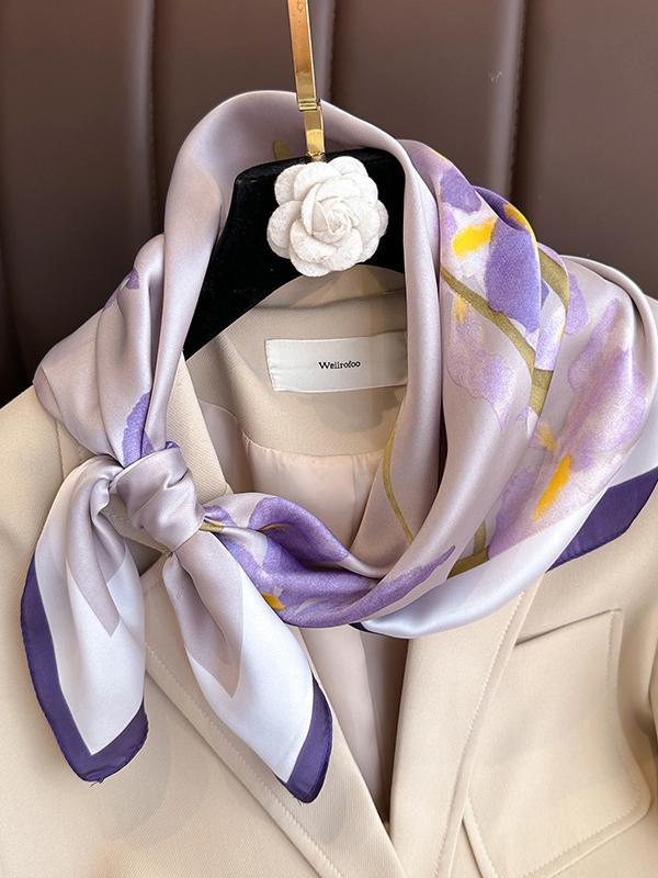 Contrast Color Floral Printed Sun Protection Shawl&Scarf Product Image