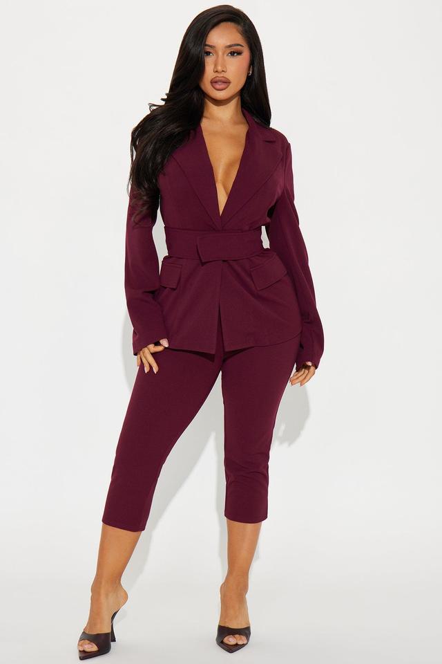 Melina Capri Pant Set - Wine Product Image