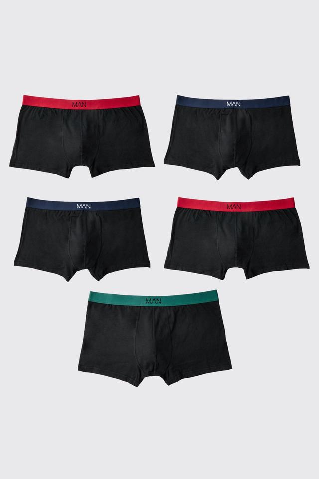 Plus Contrast Waistband 5 Pack Classic Boxer | boohooMAN USA Product Image