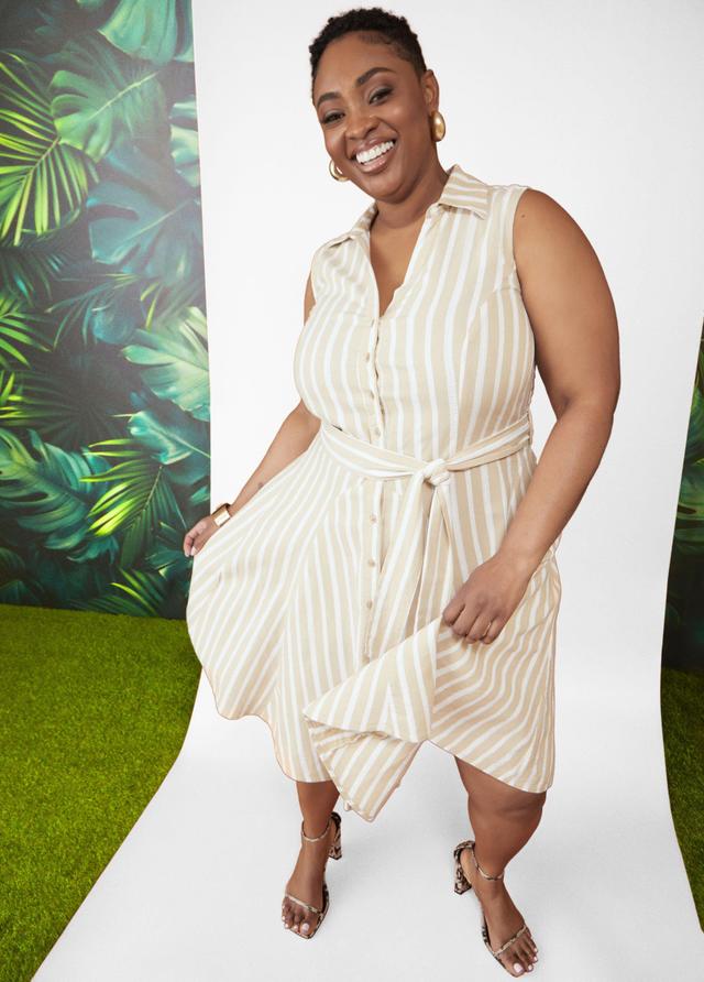 Plus Size Belted Striped Shirtdress Ashley Stewart Product Image