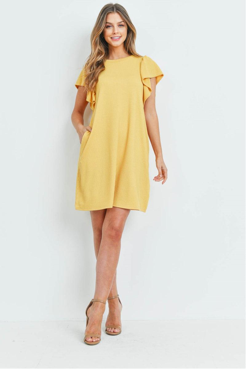 Mustard Ruffles Shift Dress Product Image