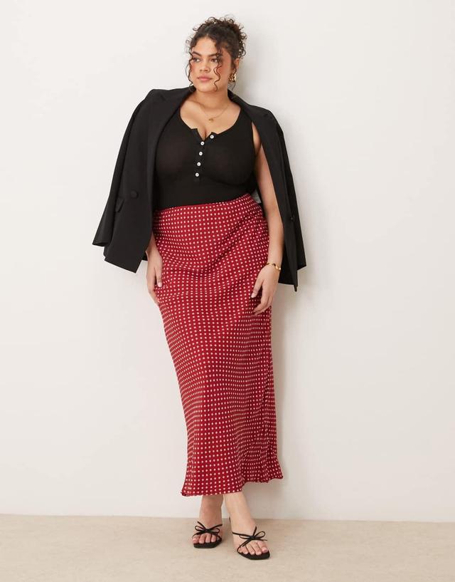 ASOS DESIGN Curve chiffon bias maxi skirt in red Spot Product Image