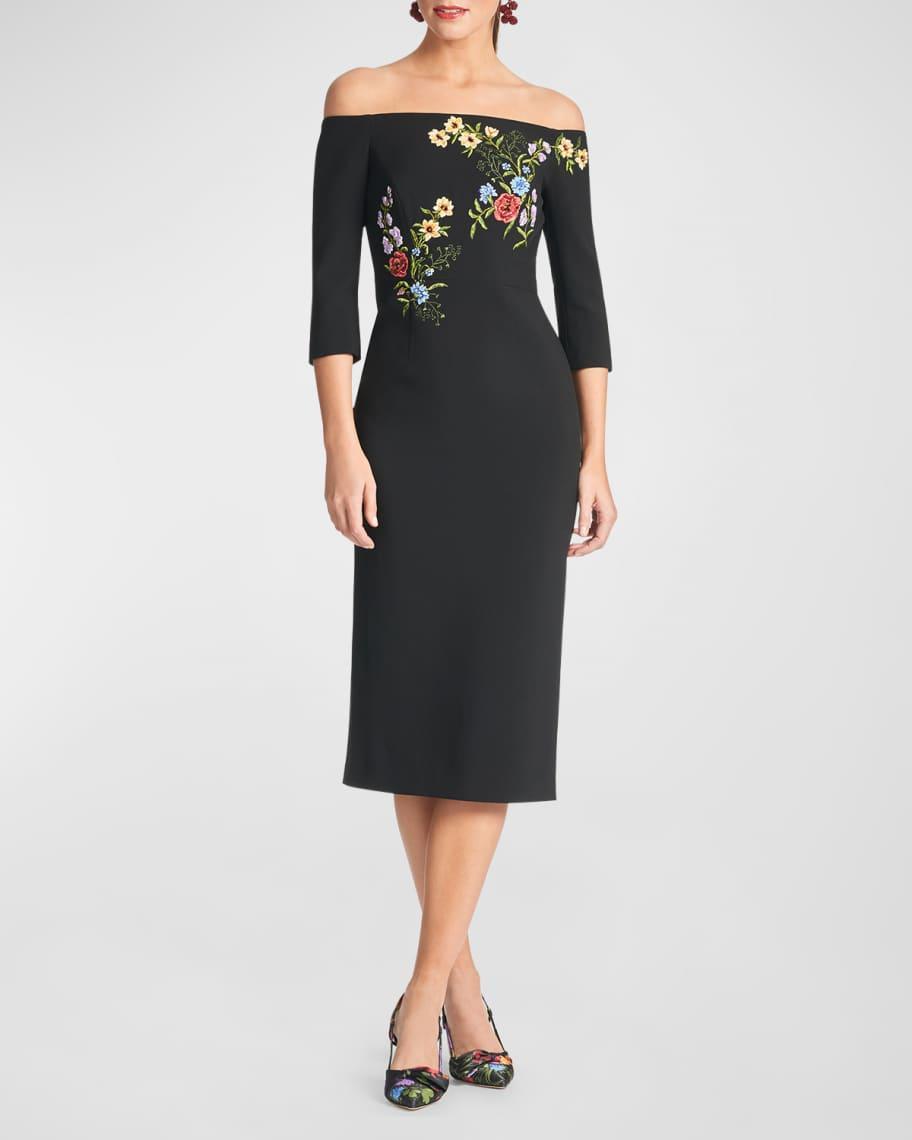 Fatima Off-Shoulder Embroidered Midi Dress Product Image