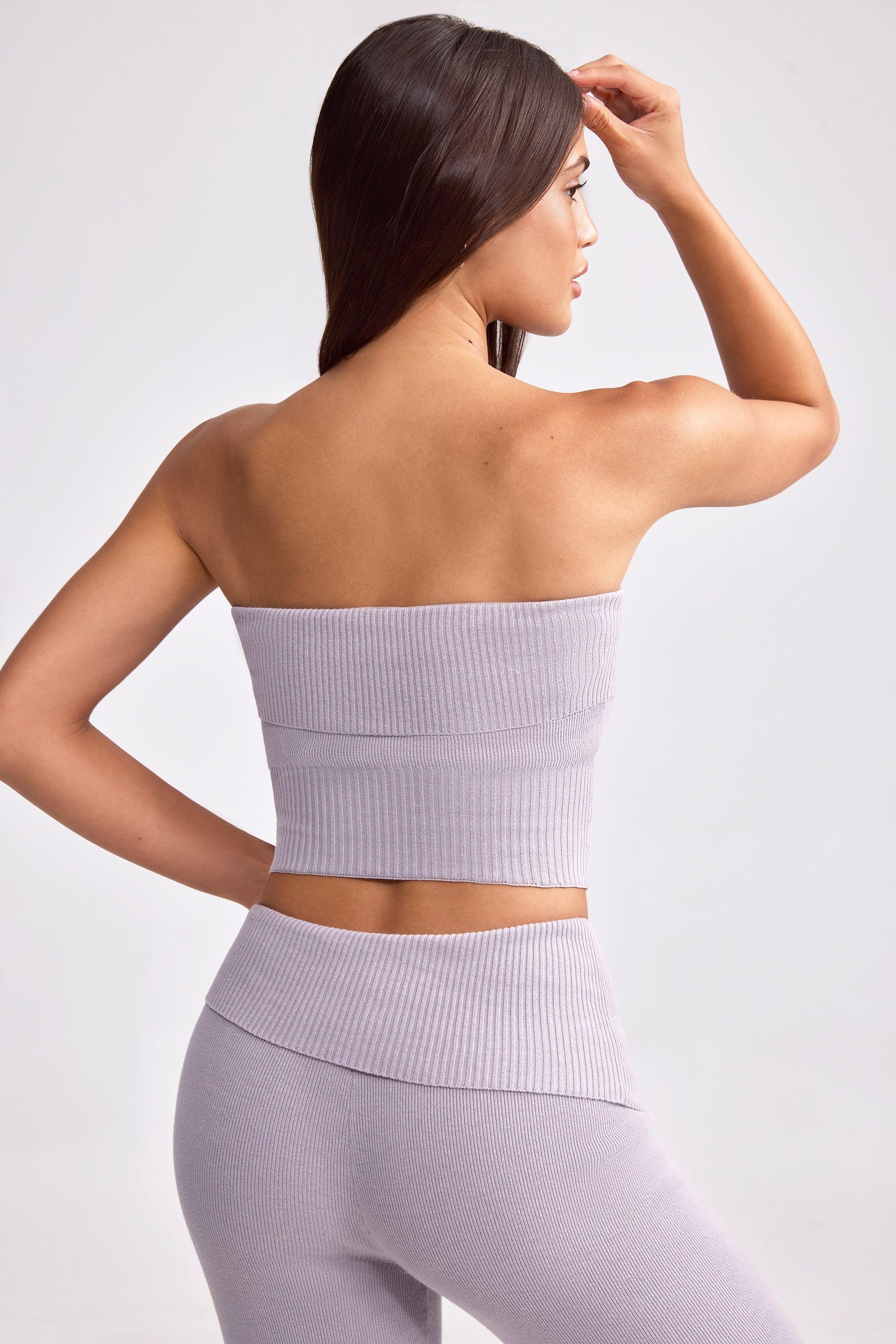 Bandeau Chunky Knit Crop Top in Dusty Lavender product image