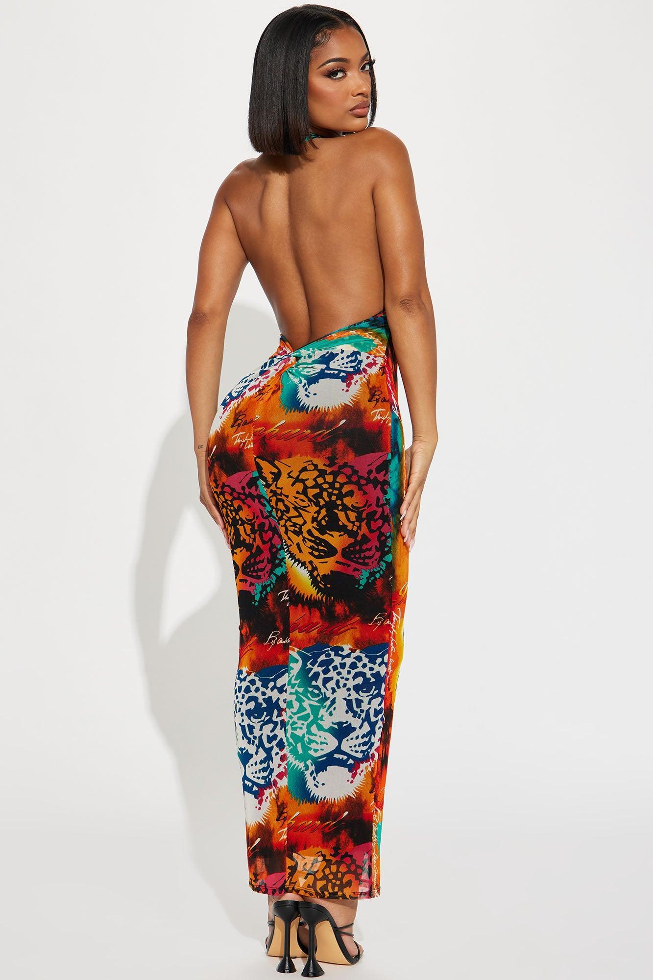 Safari Nights Mesh Maxi Dress - Multi Color Product Image