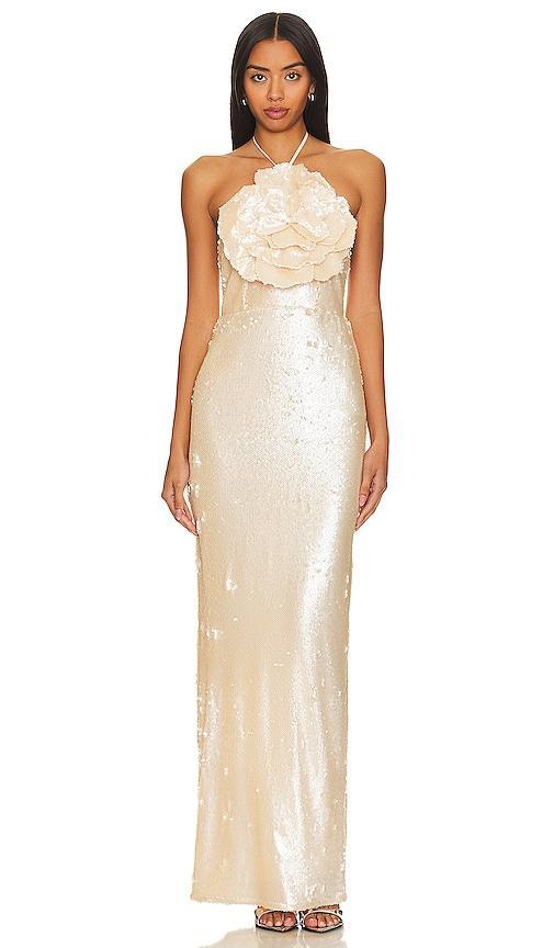 Lovers and Friends x Rachel Lilium Gown in Beige Neutral Product Image