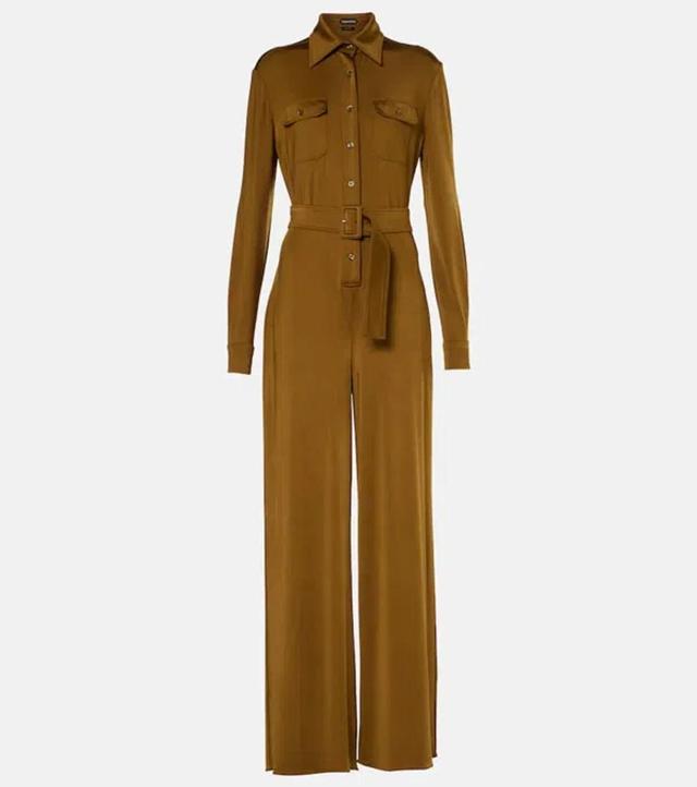 TOM FORD Satin Jersey Jumpsuit In Gold Product Image