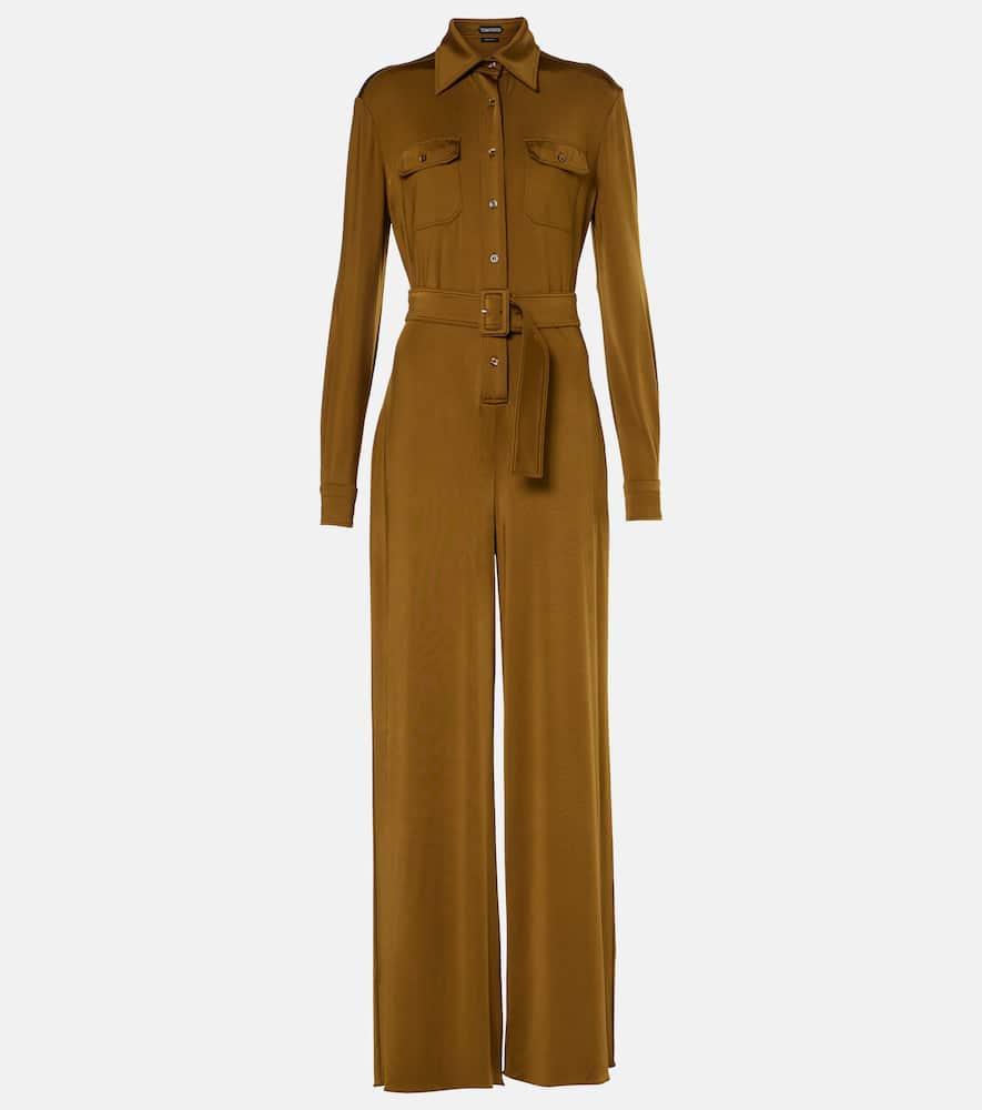 TOM FORD Satin Jersey Jumpsuit In Gold Product Image