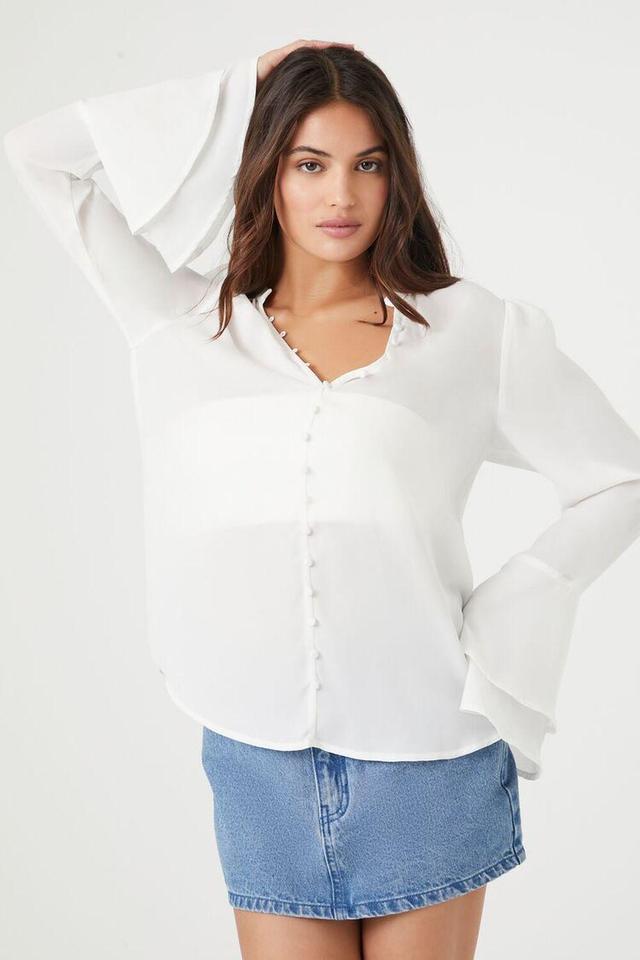 Sheer Bell-Sleeve Top | Forever 21 Product Image